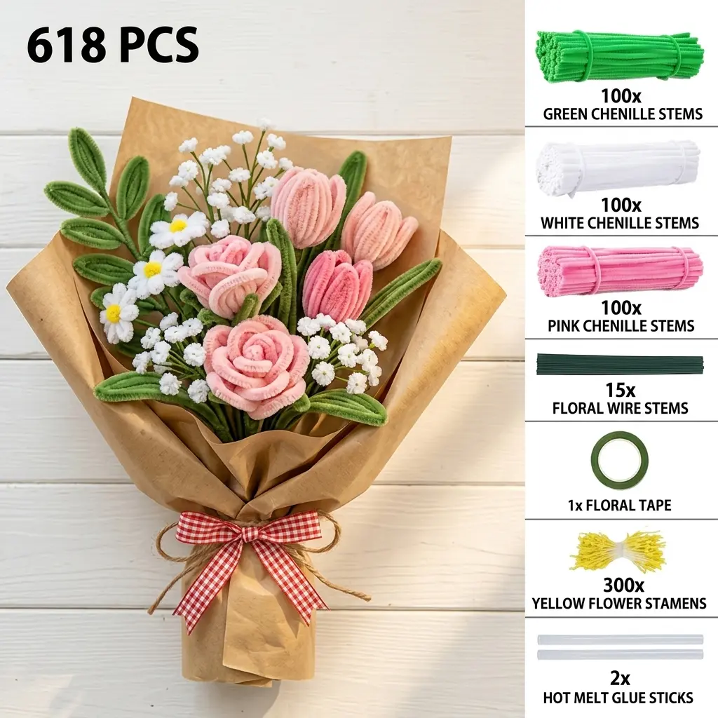 DIY pink bouquet crafts, artificial flower bouquets, DIY artificial roses, DIY floral decorations, handmade crafts, DIY decorations, DIY craft supplies