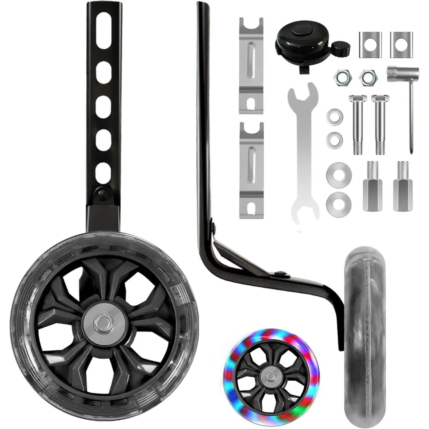 Kids' Bike Flash Training Wheels - Noiseless, Durable ABS Wheels, Snug Fit, Stability-Enhanced, Bolt-Mounted - 2.47 lbs, Compatible with 12-20 Inch Children's Bikes, 12 To 20 Inches, 2.47 Pounds