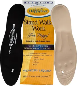 Happy Feet Foot Pain Insoles, Comfort with Our Orthotic Shoe Inserts! Say Goodbye to Foot Pain and Hello to Joyful Steps – Perfect for Plantar Fasciitis, Flat Feet, Knee Pain and High Arch Support! Advanced Gel Technology for Men's and Women's Footwear