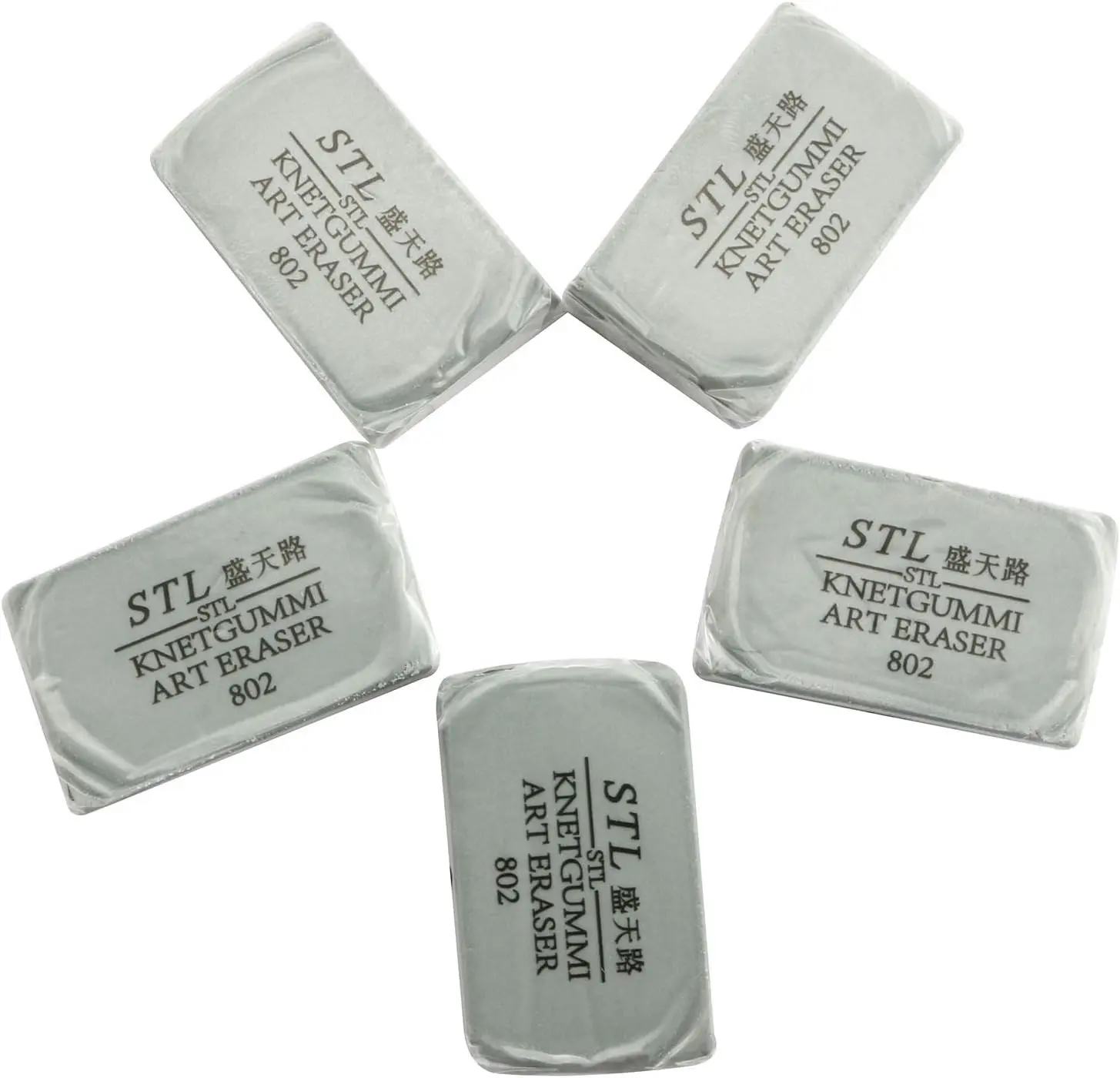 5-Pack Art Sketch Pencil Pastel Painting Special Eraser,Art Kneaded Eraser Drawing Tools for School Student Stationery Office Supplies(Gray)