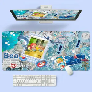 Studio Ghibli Ponyo 'Sea' Collage Large Desk Mat - Ocean Theme, Sosuke, Ponyo, Marine Life, Mouse-Friendly - Office Desk Accessory for Anime Fans - Elevate Workspace with Miyazaki's World