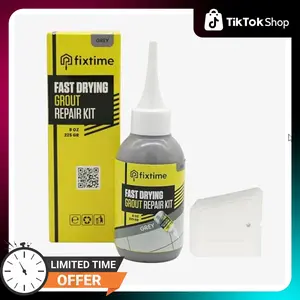 Tile Grout Repair Kit, Fast-Drying Epoxy Grout Filler for Bathroom, Shower, Kitchen, and Floor Tile, Grout Sealer & Whitener for Tile Grout Repair, Recolor & Restore (225g / 8 oz, Gray)
