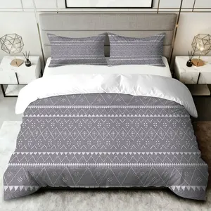 3PCS Duvet Cover Set, 1 Duvet+2 Pillowcases(Without filler), Geometric Ethnic Nordic Minimalist Grey theme, Christmas bedding set, modern stylish cozy Suitable for decoration bedroom guest room hotel apartment.