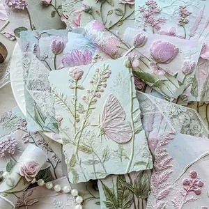 Vintage Plant Journal DIY Decoration Base, Pack of 23 Material Papers, Retro Style Handmade Scrapbook Supplies, Perfect for Craft Projects, Diy Sticker Paper, Sticker Collage Pack