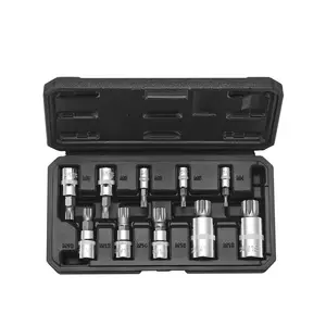 VEVOR XZN Triple Square Spline Bit Socket Set, 10-Piece M4 - M18, Premium Cr-V Steel, 1/4 in, 3/8 in, and 1/2 in Drives, with Enhanced Storage Case, Triple Square Socket Set for Hand Use, AutomotiveSummervibes