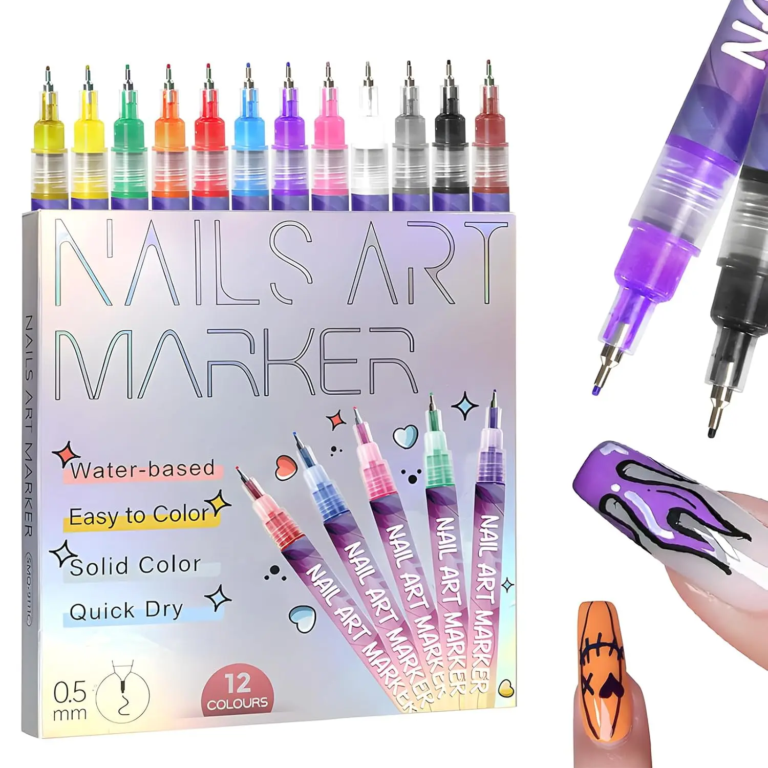 deals for you days! 12 Color Nail Doodle Pen for DIY Nail Art Quick Drying Acrylic Painting and 3D Dot Embroidery mma acrylic nail - On Nails Quick Drying Dot Stitching Nail Art Pen for Home and Salon DIY, Nail Care Cutics Manicure Polish Cosmetic