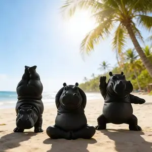 3-Piece Elephant Statue Set, Indoor & Outdoor Decorative Figurines, Tranquil Animal Desktop Ornament, Cute Q-Version Design