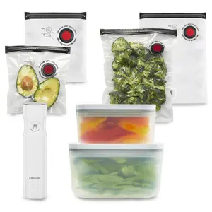 ZWILLING Fresh & Save 7-pc Vacuum Sealer Machine Starter Set, Sous Vide Bags, Meal prep, Airtight Containers