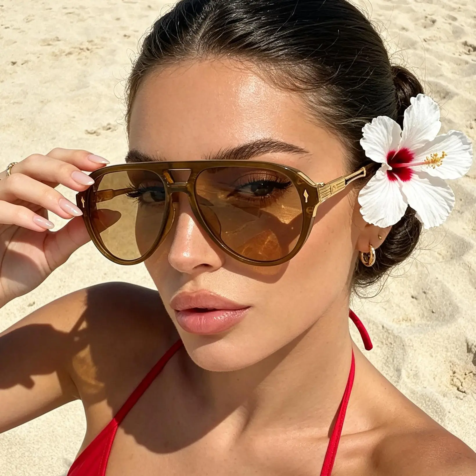 Retro Pilot Sunglasses for Women & Men, Classic Double Bridge Design with a Black Acetate and Metal Frame, UV400 Protection for Casual Driving, 1 Pair Of Sunglasses, Aviator, Beach, Men's Sunglasses, Pilot Look