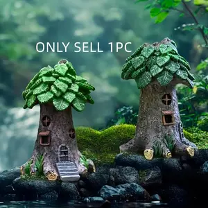 Miniature Fairy Tree House, 1 Count Resin Decorative Garden Decor, Perfect for DIY Projects, Garden Accessories, Home Office Desk Accents, Insect/Animal Habitat Garden Decorations