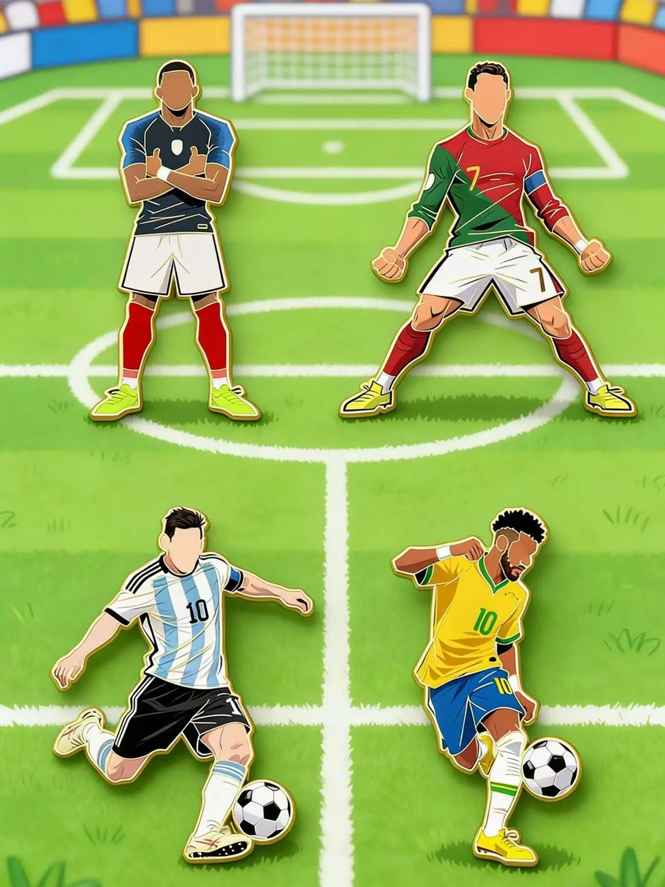 4pcs/set Creative Football Star Badge Alloy Brooch Pin, Soccer Star Figure Lapel Pins, Unisex Sports Accessory for Daily Wear & Gift, Fashion Lapel Pin