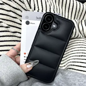 Suitable for the 16, 15, 14, 13 Pro Max PluS,  this luxurious down jacket phone case features a classic design and soft silicone material, providing shock and scratch protection.iphone 16 case/15 promax case/14 case/ 13 case
