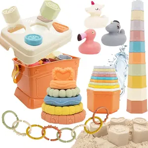 32pcs Kids Beach Toy Set, Outdoor Sand/pool Toys, Water Spray Bath Toys, Stack Cups, Stacking Cups, Perfect for Boys Girls Ages 3-6, Birthday Graduation Gifts