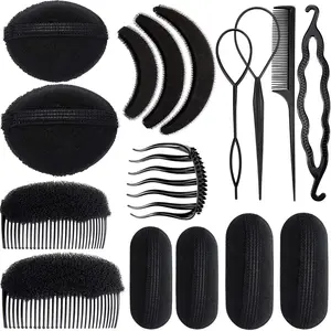 16 Pieces Hair Bump Sponge, Padding Volume Insert Tools, Simple Braid Tools, Bases up Combs, Hair Styling Accessories for Girls & Women
