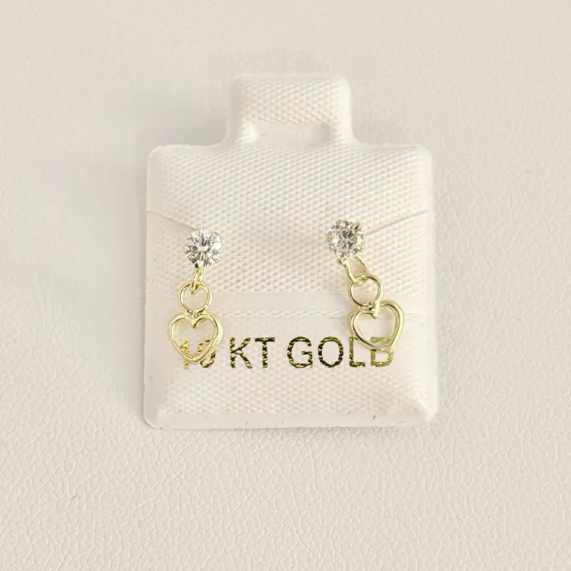 10k Gold Earrings - Dangle Hearts