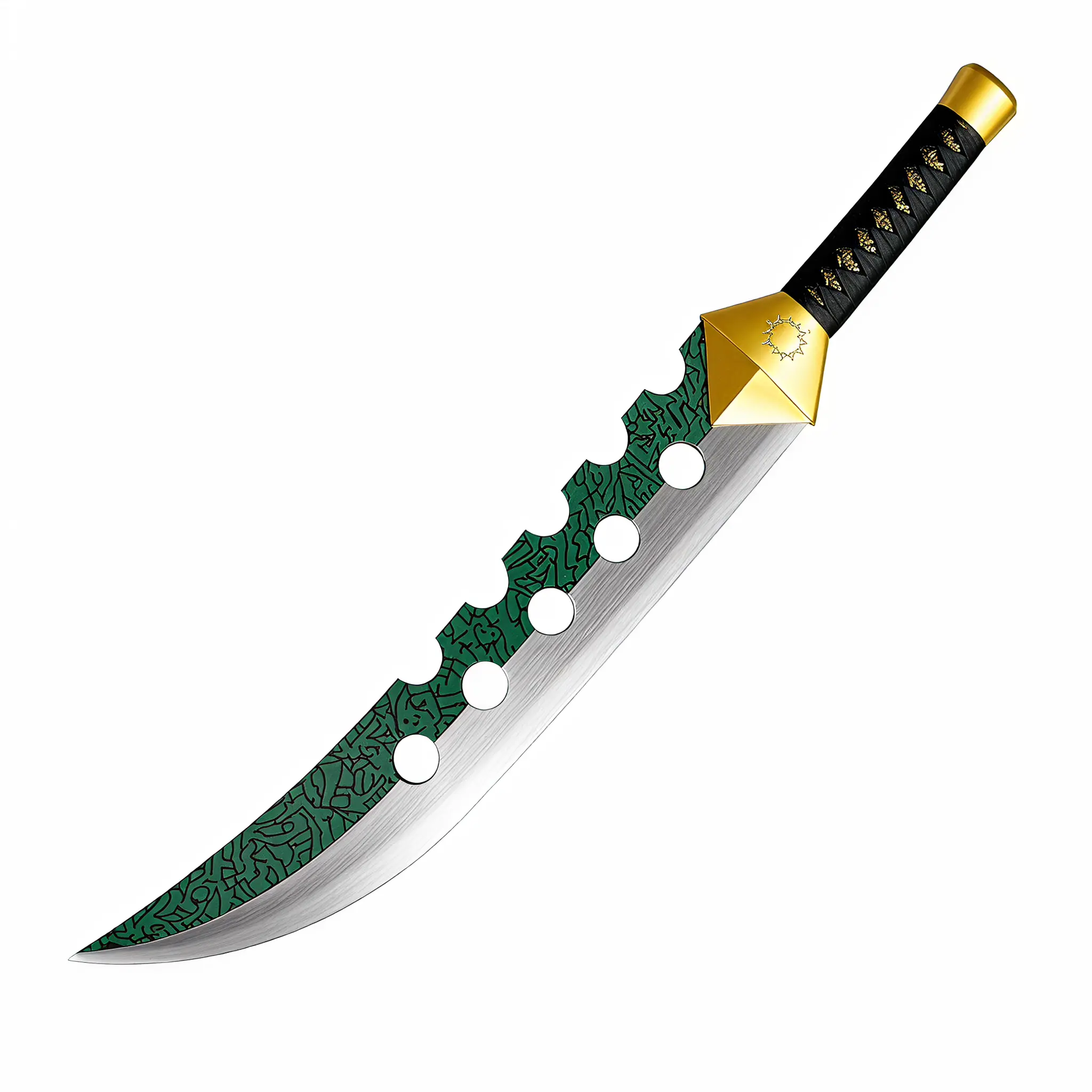30inch Dragon Sin Master Inspired Prop Sword - Premium Blunt Polymer Dagger with Iconic Circular Cutouts & Golden Tsuba, Full Counter Anime Decor
