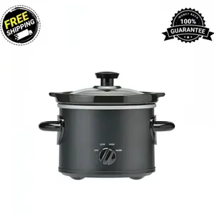 2 Qt Slow Cooker, Matte Black, Removable Stoneware, Perfect for Small Meals Multifunctional Hot Pot Durable