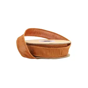 1" Wired Dupioni Ribbon | 10 Yards | Copper Brown