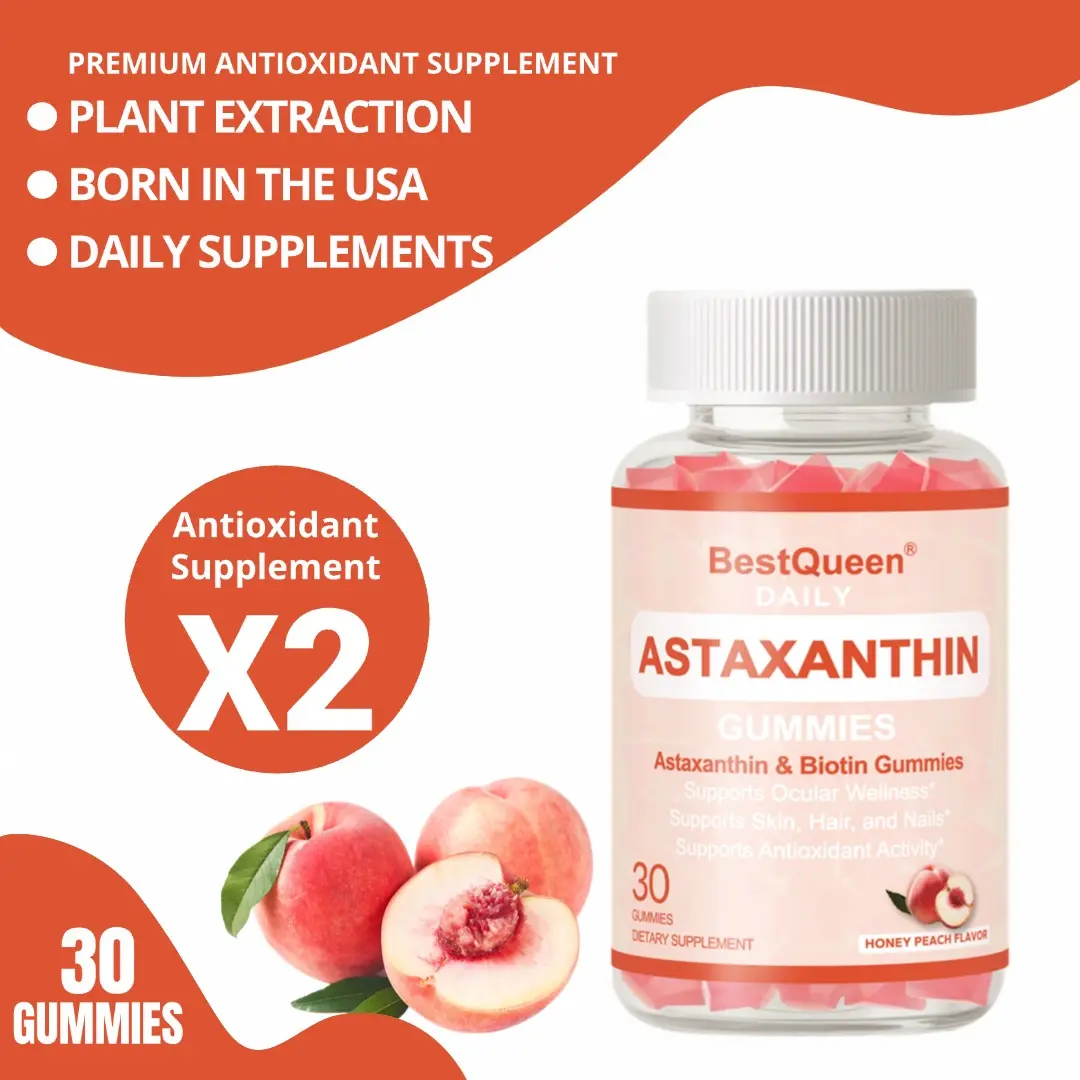 BestQueen-Astaxanthin gummies 30 pieces -100% Natural Astaxanthin from MicroAlgae -Best Astaxanthin Supplements for Skin Health & Pigmentation，Niacin ,Vitamin C ,Vitamin B12 ,Folate ,BiotinNatura，Astaxanthin，Healthcare,Beauty Dietary Edible