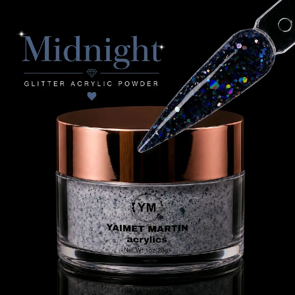 Midnight  Glitter Acrylic Powder, 1 oz