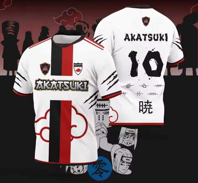 2026 New Anime Akatsuki Jersey Style Men's and Women's Summer Casual 3D Printed T-Shirt