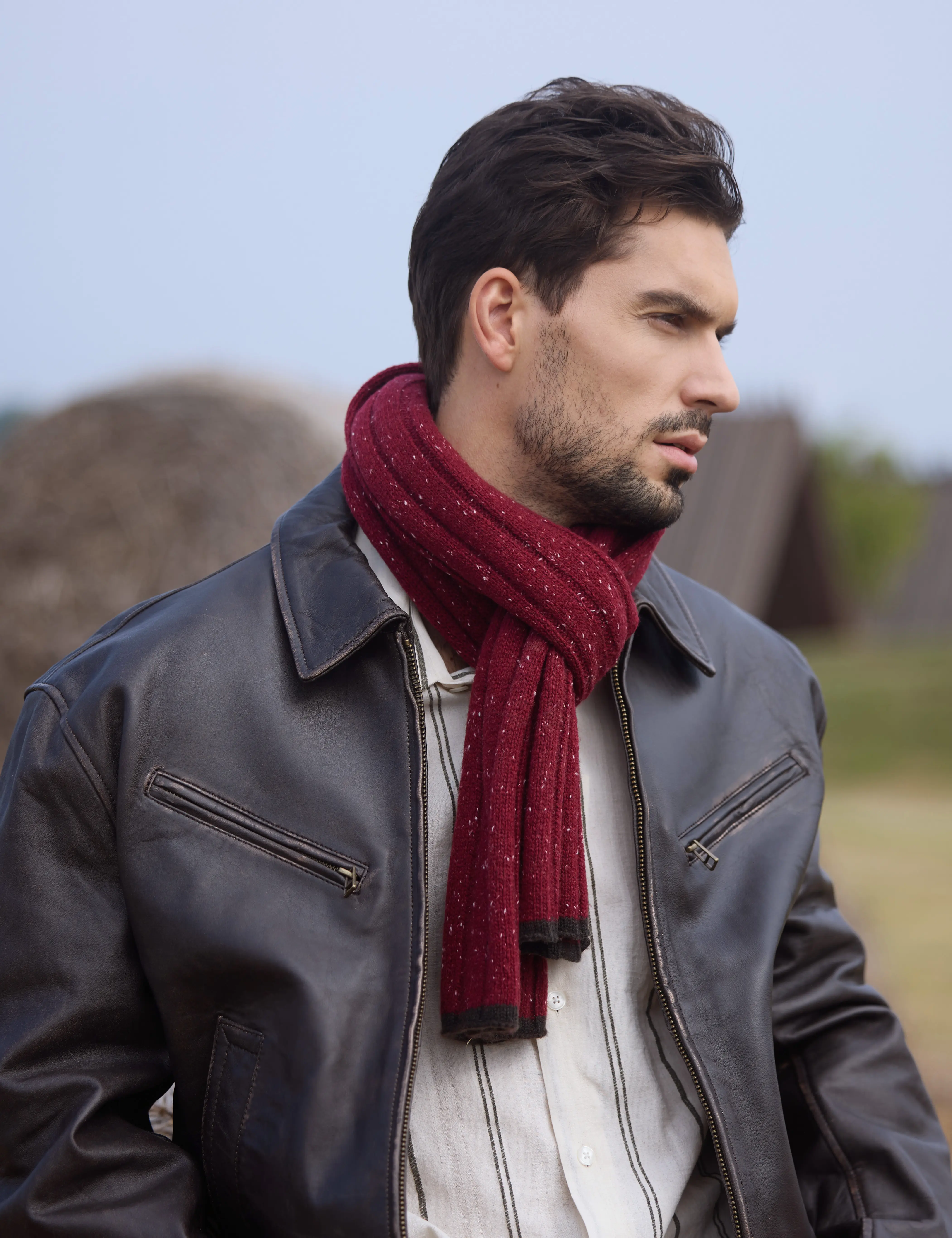 LyzerMia Mens Wool Scarf Winter Knitted Scarves Warm for Cold Weather with Gift Box