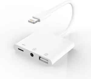 Certified for  Headphone Adapter 3.5mm AUX Audio Jack and Charger Extender Dongle Earphone Headset Converter Lightning Male to USB Female OTG  Camera Memory Connector Kit Splitter