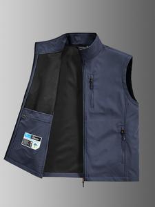 men's solid pocket zip up vest jacket, regular fit casual lightweight sleeveless outerwear for golf running hiking, men's clothes for summer, menswear, vest zipper, tops