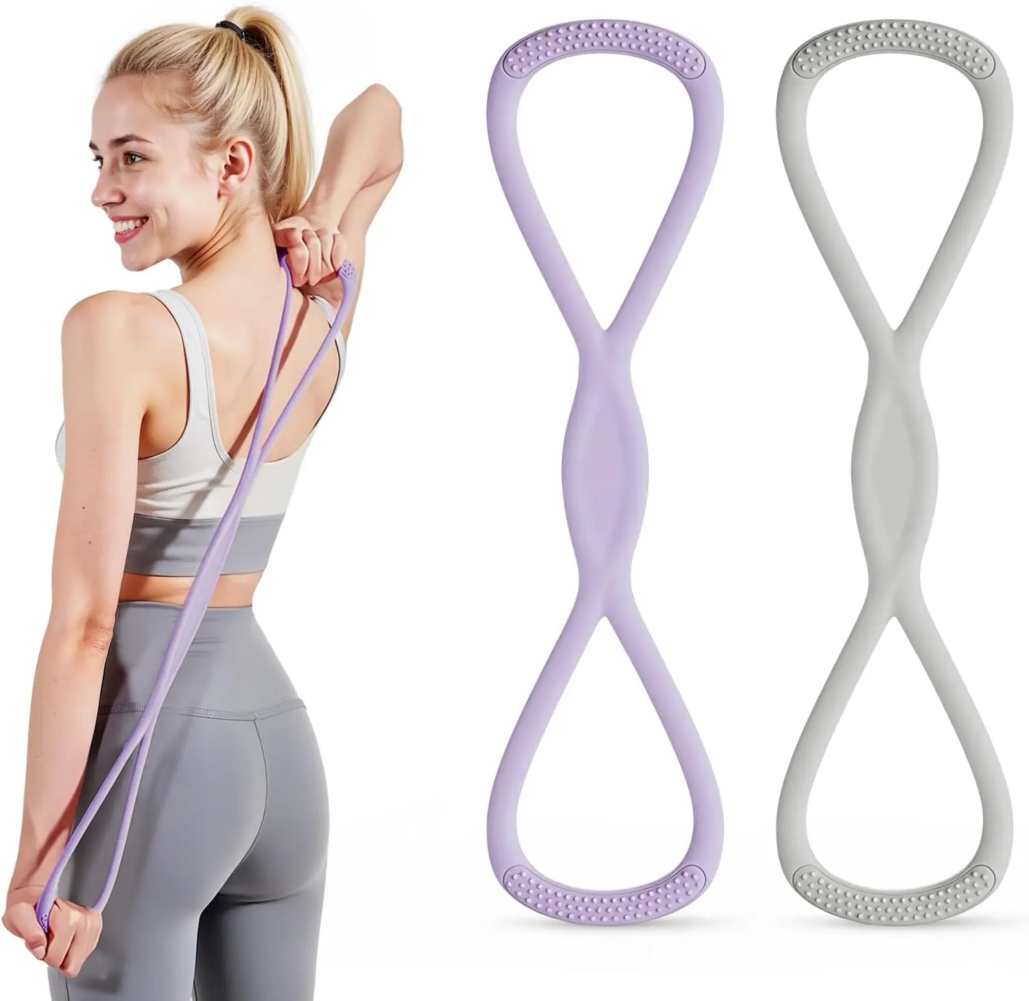 25Lbs Elastic Tubing Fitness Band for Women & Men, 8-Word Design for Arms, Chest, Back Muscle Building, Athletic Training Gear for Yoga Gym to Elevate Resistance Band Workout, Athletic Training Resistance Bands
