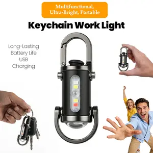 Mini LED Flashlight Strong Light Portable USB-C Rechargeable Keychain Light with Strobe SOS for Camping Hiking Work Travel Outdoor Fun Multifunctional Ultra-Bright