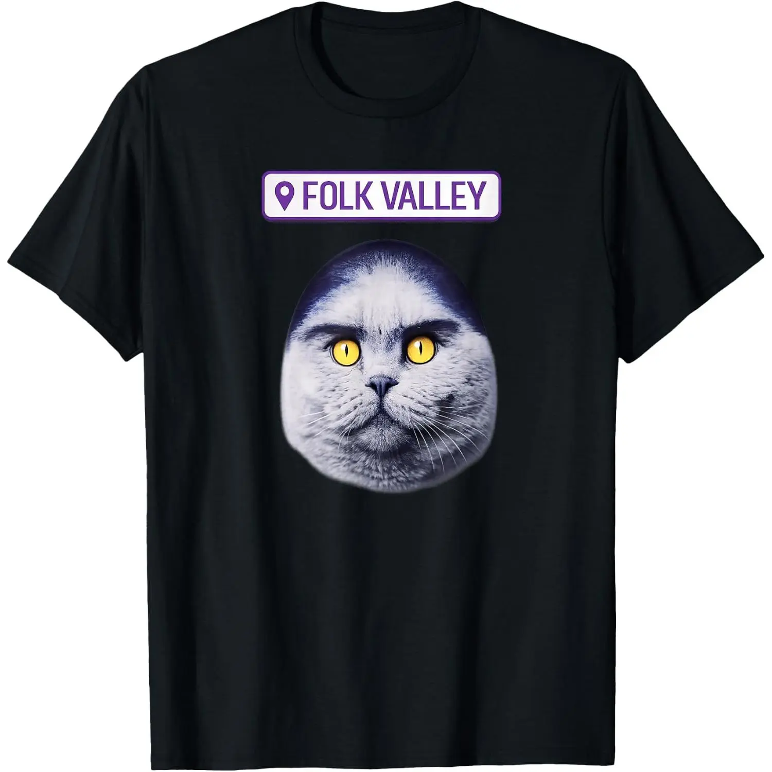 100%cotton Folk Valley Cat Meme T-Shirt
