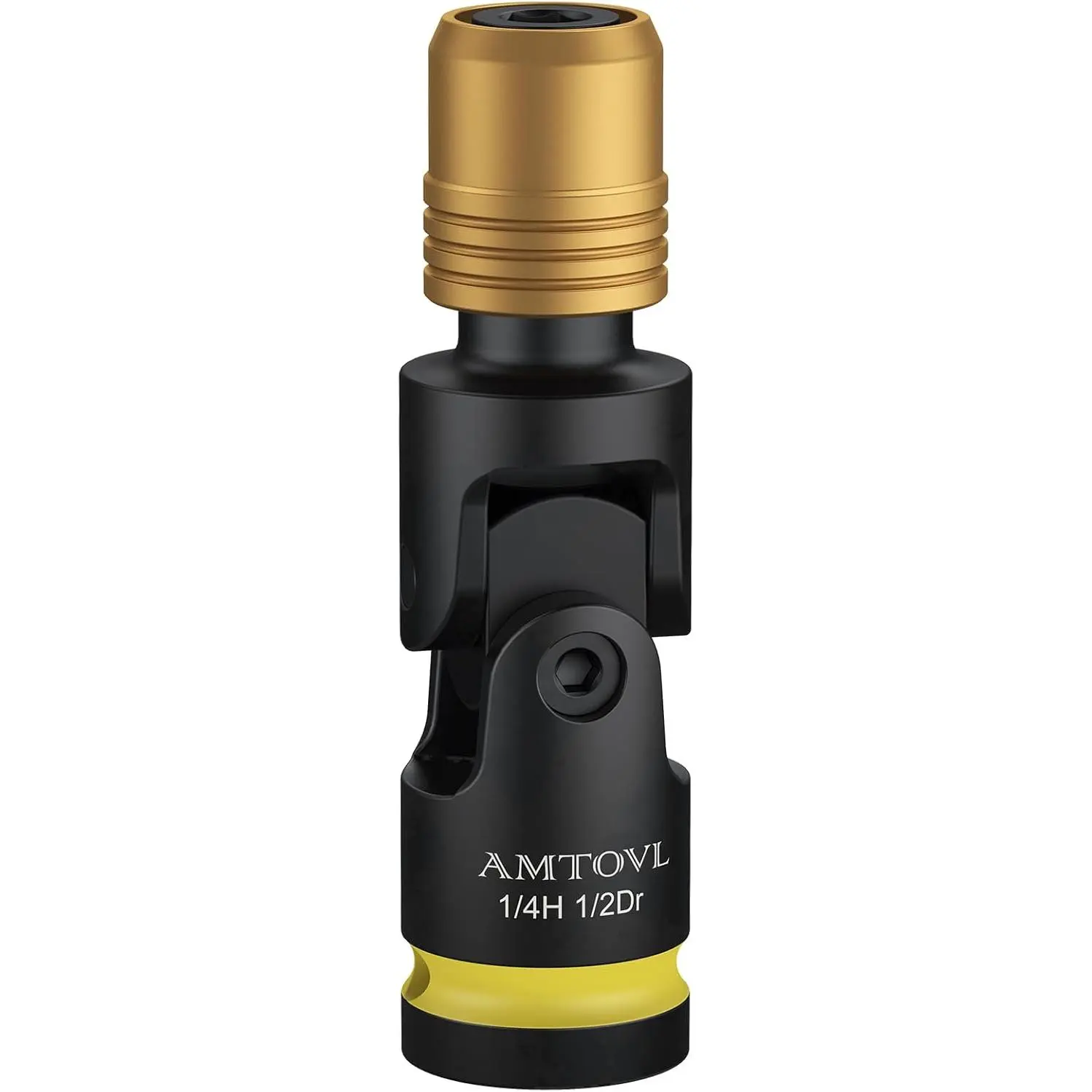 AMTOVL Steel Impact-Compatible 1/2h 1/4dr Adapter Unit - 1/2-in Drive Female to 1/4-in Hex Conversion Adapter for Ratchets, Impact Bit Holders, Quick-Change Chucks with 1-Hand Release, Seamless Socket-to-Bit Transitions
