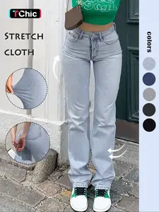 GILIPUR 90s Outfits Y2K Cute Straight Jeans Women Stretch Denim High Waist Boyfriend Mom Jeans Blue Wash Pants Casual Trousers Pantalones De Mujer Fashion Casual Denim Pants For Daily Outdoor Wear Streetwear Ladies Bottoms For All Seasons