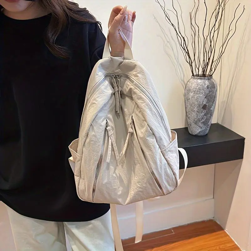 Ins-Style High-Aesthetic Minimalist Chain-Studded Carry-All Backpack, Large Capacity, Lightweight, Durable, for Daily Commute & Travel, Chain-Studded Backpacks, Carry-All Backpacks