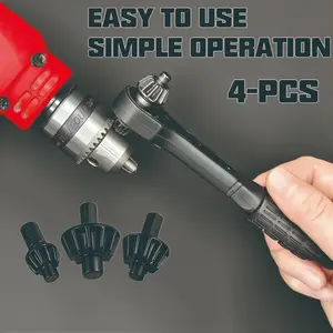 4PCS 3-in-1 Ratchet Drill Chuck Wrench Set – Heavy Duty Quick Change Wrench with Interchangeable Heads, 1/4'' Hex Compatible