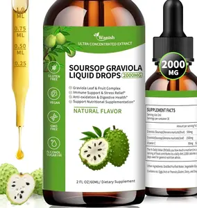 Wanish Organic Soursop Graviola Liquid Drop,Sour SOP Bitters Liquid for Cell Support & Regeneration, Immune Boost, Liver and Sleep, Herbal Goodness, Sugar/Gluten Free, Natural Flavor, 2 Fl Oz