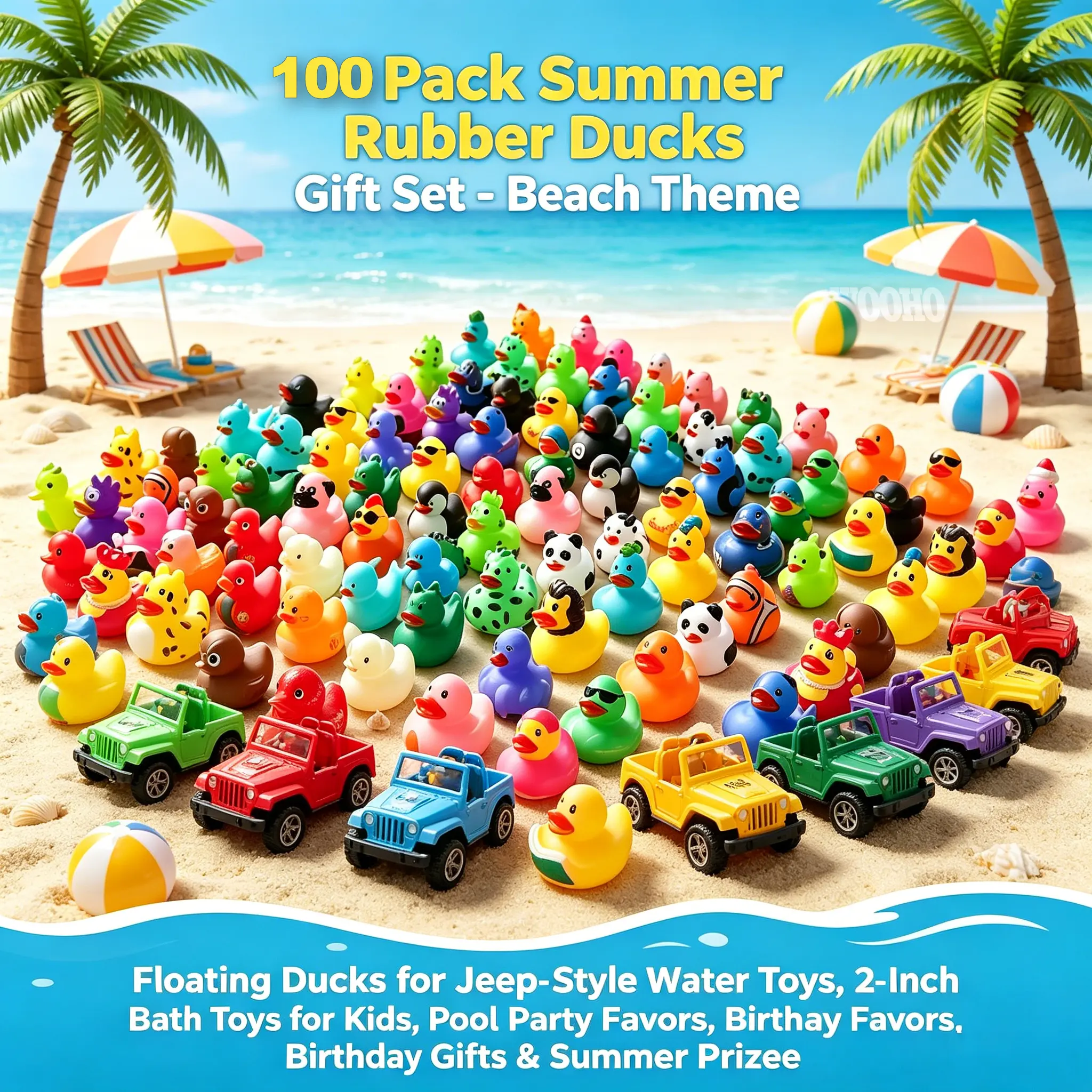 100 Fun Mini Ducklings with Storage Bag, Outdoor Beach Party Supplies for Families, Ideal Gift