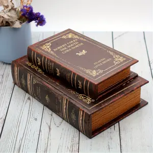 1pc Wooden PU Storage Box Display Box- Vintage Book Styling, Desktop Book Ornament with Storage Space- for Jewelry, Souvenirs& More- Home Decor- Perfect Gift for Book Lovers& Collectors, Desk & Drawer Organizer for Home Storage