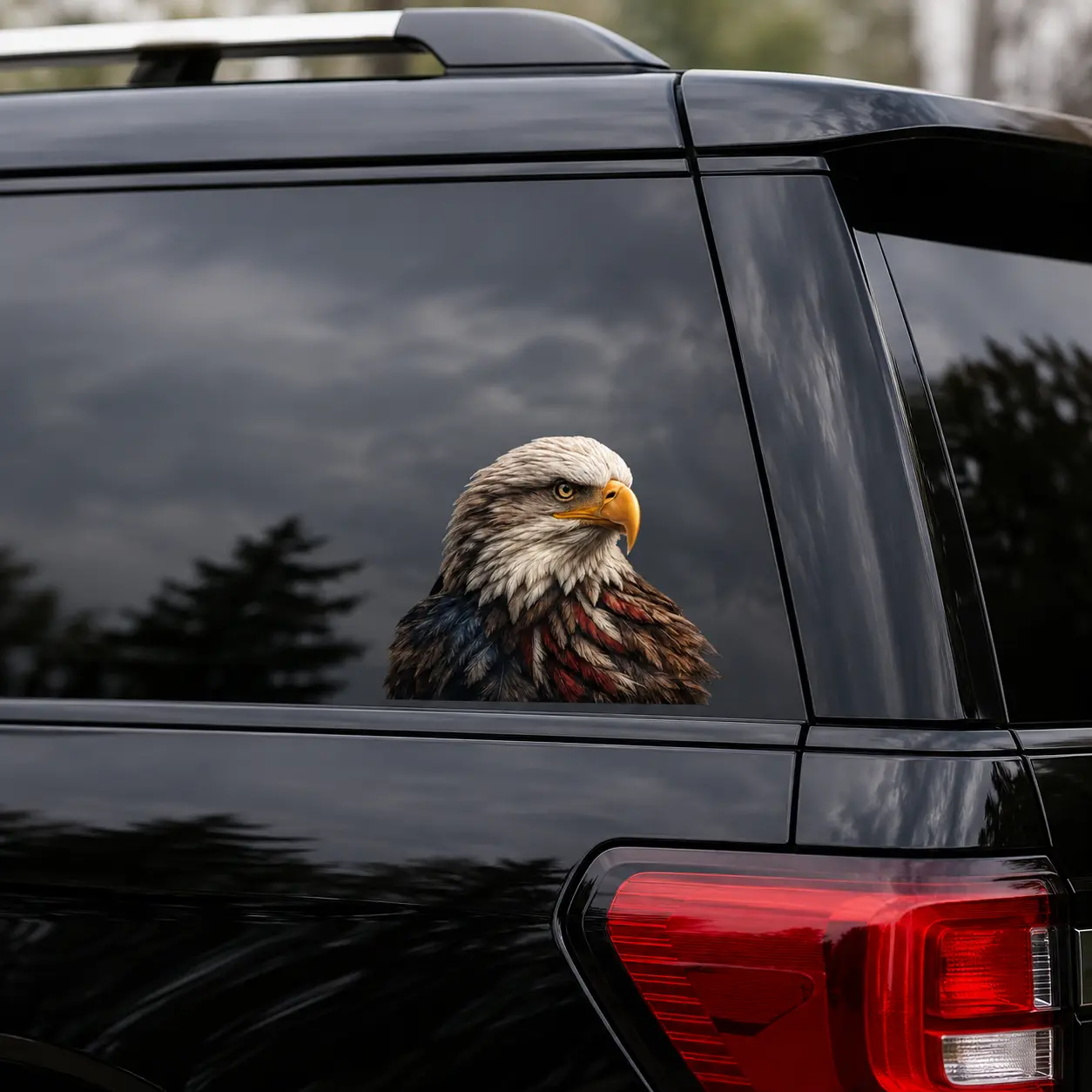 Realistic Eagle Portrait PVC Automotive Vinyl Decal, Decorative Animal Car Window Decals for Windows/Bumpers, Smooth Surfaces