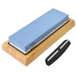 Gunpla 2-in-1 Premium Whetstone Knife Sharpening Stone | 1000/6000 Grit Professional Water Stone Set | Non-Slip Bamboo Base & Angle Guide for Kitchen, Hunting & Pocket Knives