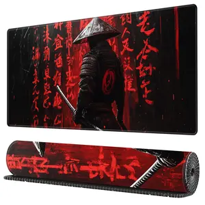 BHJLAXR Japanese Samurai Pattern Mouse Pad, 1 Count Rectangle Gaming Mouse Pad, Office Desk Keyboard Mat for Home Office Desk, Gaming Room Accessories