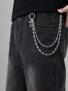 Punk Rock Metal Waist Chain, Body Jewelry, Unisex Hip Hop Jewelry Gift Pendant, Large Ring Wallet Keychain, Denim Jeans Accessory, Boho Style