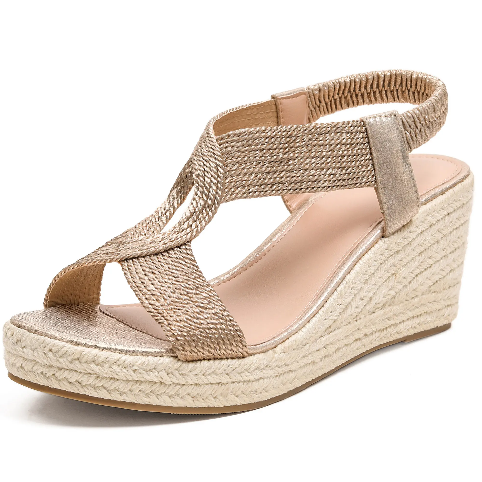 Women's Bohemian Wedge Sandals, Stylish Handwoven Open Toe Design with Elastic Ankle Strap, Comfortable Casual Platform Walking Shoes for Summer, Fashion, Footwear