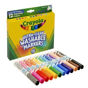Crayola Broad Line Markers (12 Count), Washable Markers for Kids, Assorted Colors, Arts & Crafts Supplies, For Coloring Books & Art Projects