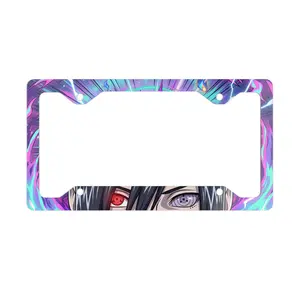 Neon Anime Eyes Metal License Plate Frame | Aura Glow Energy