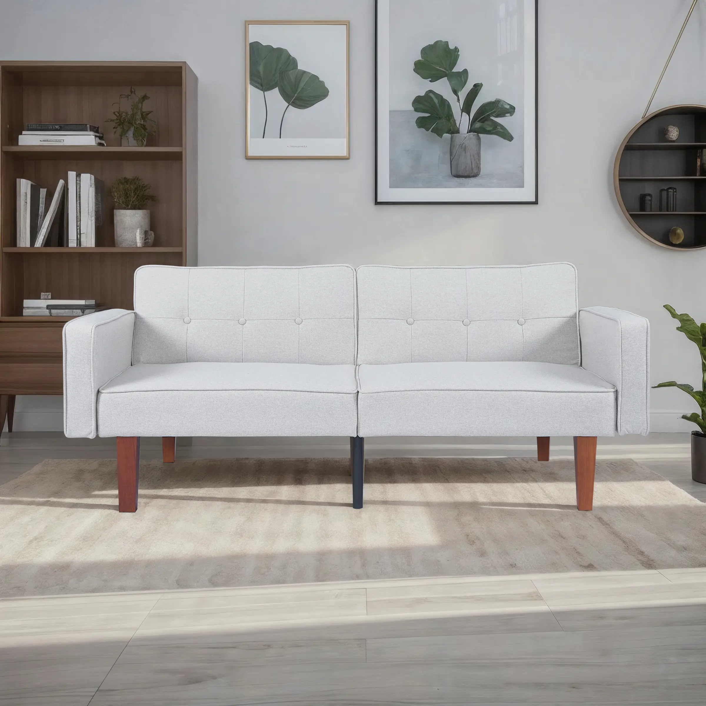 Combination Sofa Bed - Modern Minimalist Foldable Seat Couch, Sturdy Water-and-Stain-Resistant PU Leather Upholstered Compact Indoor Furniture, Classic Space-Saving Piece for Living Rooms, Bedrooms