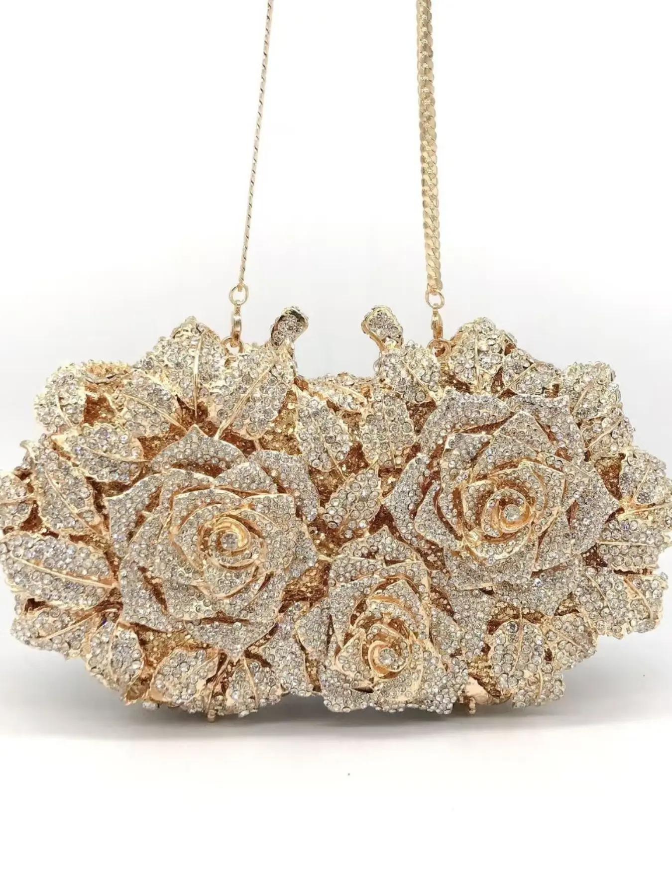 Elegant Crystal Evening Handbag, Luxury Women's Purse, Trendy Metal Purse, Fashion Lipstick & Perfume Bag, Handmade Metal Diamond Bag for Parties, Chain Bag