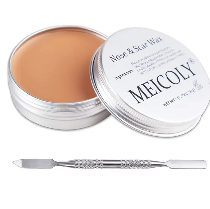 MEICOLY Scar Wax Kit with Spatula,SFX Scar Makeup,Fake Scar Modeling Wax for Realistic Scar,Wound and Cut,Halloween Special Effects Cosplay,Fake Nose Putty Stage FX Makeup,Light,(1.76Oz)