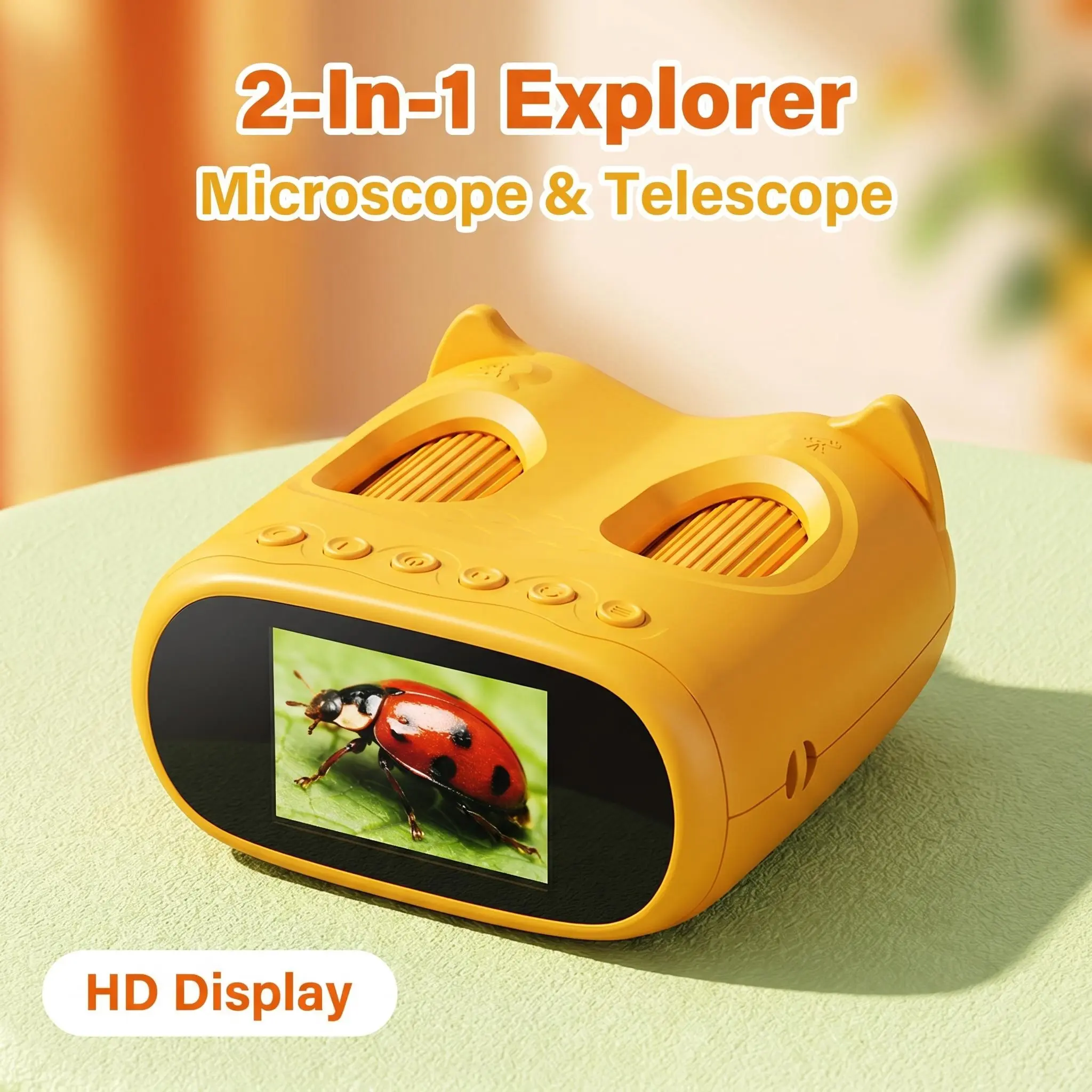 2026 Upgrade 2-in-1 Microscope-Telescope, 4K 2'' IPS Screen, 1000X Magnification, STEM Nature Exploration Toy for Kids 3-12 (for Bird & Bug Observation)