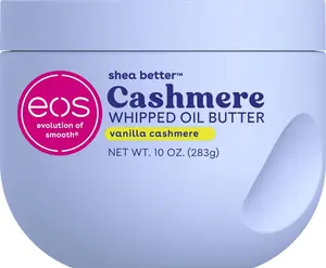 Eos Cashmere Whipped Oil Body Butter, Vanilla Cashmere, 72 Hour Weightless Moisture for Dry Skin, Rich Formula and Deep Hydration, Body Care, 10 Oz eos
